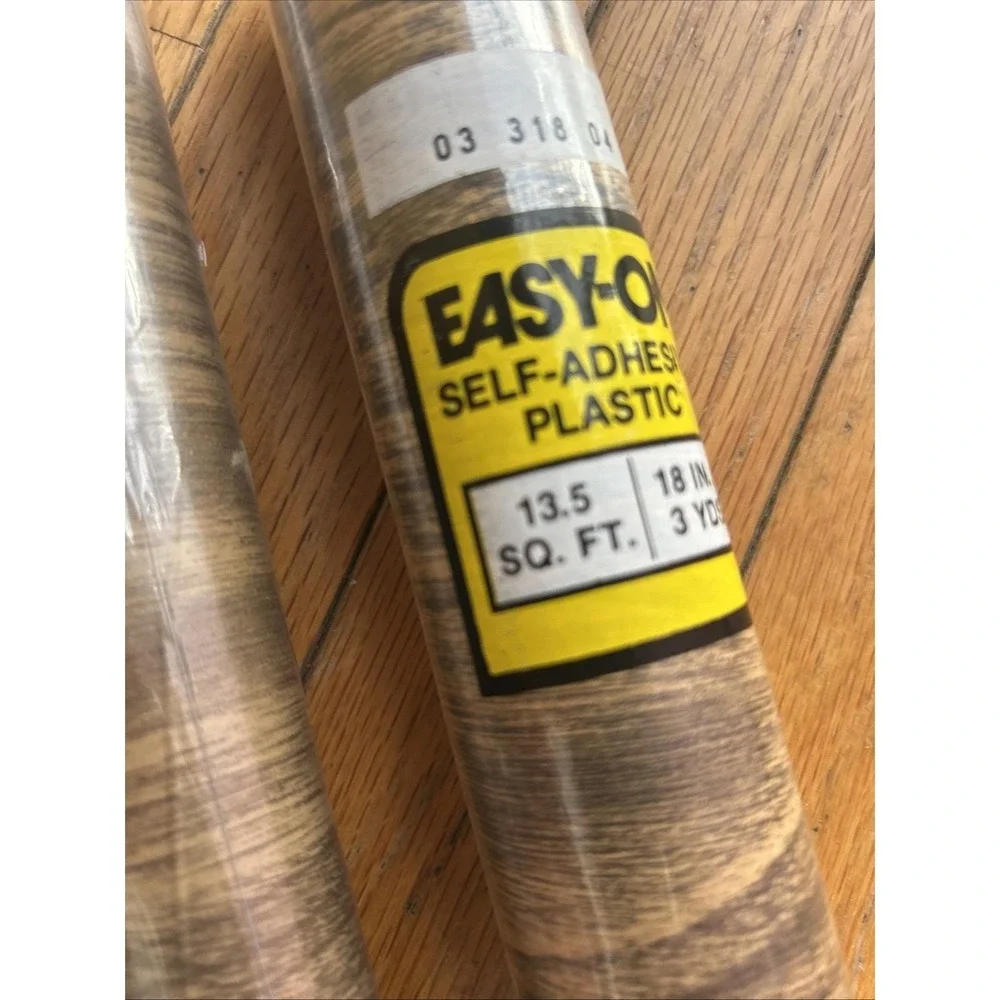 Vtg Easy On Wood Grain Vinyl Sheet Adhesive Paper Drawer Shelf Liner Wallpaper